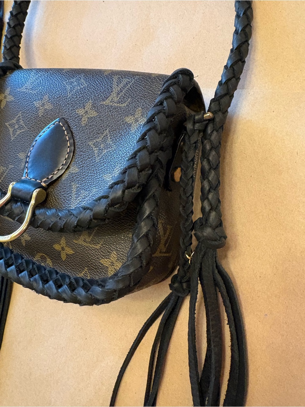 Louis Vuitton Leatherandvodka Braided Fringe Crossbody clean refurbished